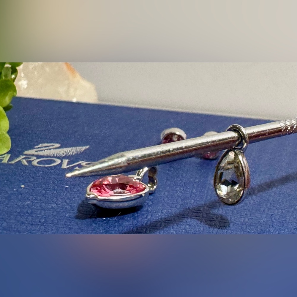 Swarovski Pink and Clear Crystal Jewelry Bundle. Studs, Pendant & Charm - Picture 4 of 12